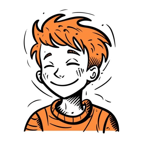 Smiling boy with red hair. Vector illustration in sketch style.