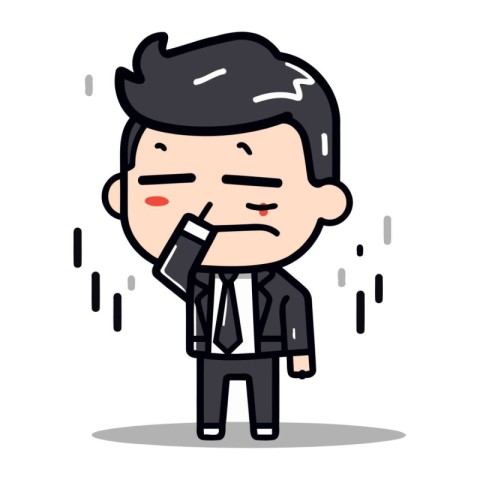 Upset Face   Cartoon Businessman Vector Illustration