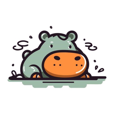 Cute hippopotamus. Vector illustration of a hippo.