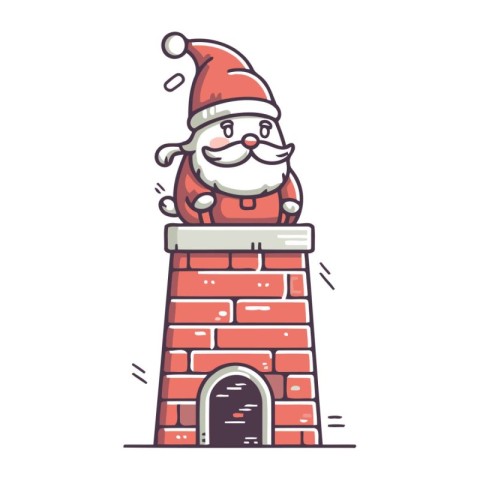 Santa Claus on chimney. Vector illustration of Santa Claus on ch