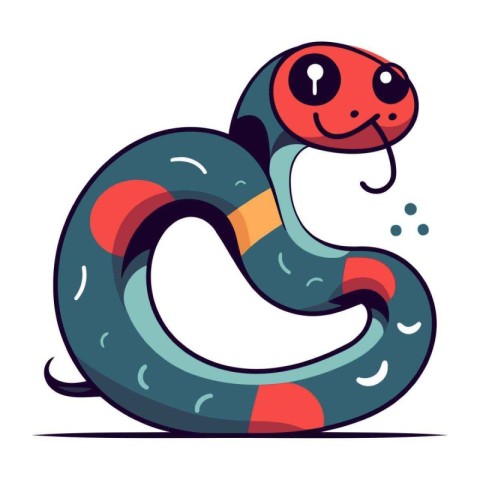 Cute cartoon snake. Vector illustration isolated on a white back