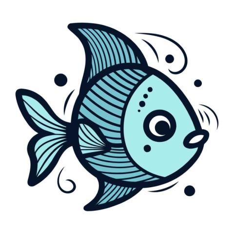 Vector illustration of a cute cartoon fish. Isolated on white ba