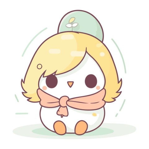 Illustration of a Cute Snowman Cartoon Character Wearing a Scarf