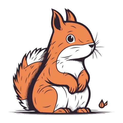 Squirrel sitting on the ground. Vector illustration isolated on