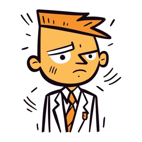 Sad man in a suit and tie. Vector illustration in cartoon style.