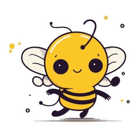 Cute cartoon bee. Vector illustration. Isolated on white backgro