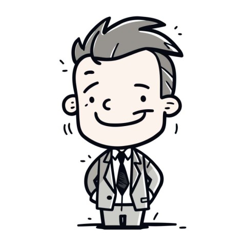 Cartoon happy man in business suit. Vector clip art illustration
