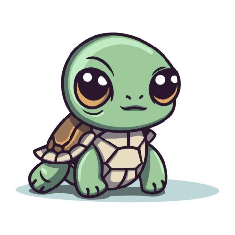 Cute turtle character. Vector illustration isolated on a white b