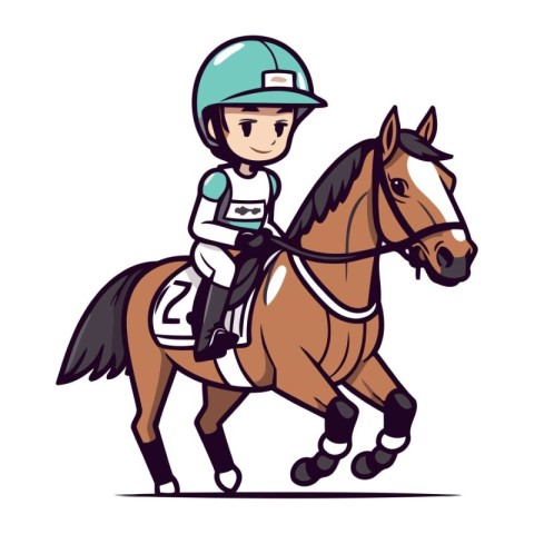 Horse jockey vector illustration. Cartoon sport equestrian.