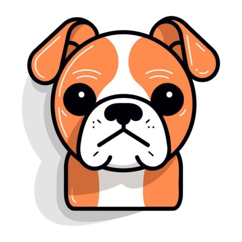 Cute cartoon dog head. Vector illustration. Isolated on white ba