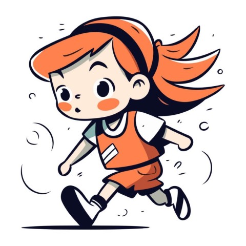 Running girl. Vector illustration. Cartoon style. Isolated on wh