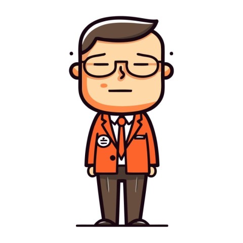 Man with glasses and a red jacket. Vector illustration in cartoo