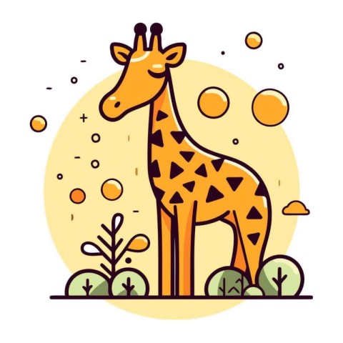 Giraffe in the wild. Vector illustration in flat style.