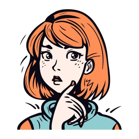 Vector illustration of a woman with a suspicious look on her fac