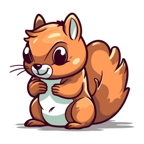 Cute cartoon squirrel isolated on a white background. Vector ill