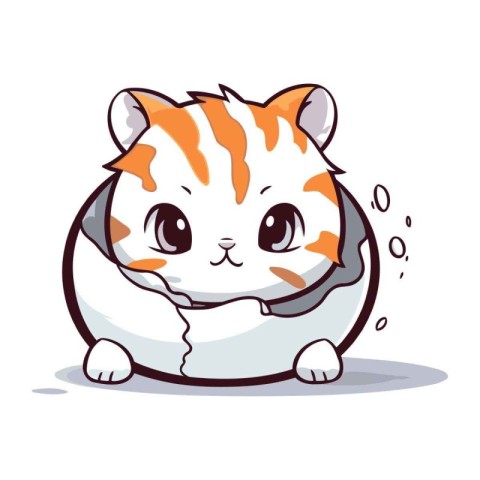 Cute little tiger in the egg. Vector illustration of a cartoon c