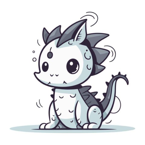 Cute cartoon dragon. Vector illustration isolated on a white bac