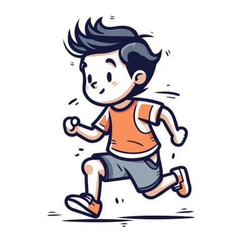 Running boy cartoon vector illustration. Running boy character i