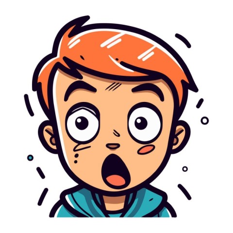 Surprised boy face. Vector illustration in doodle style