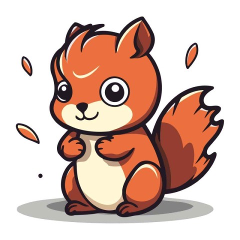 Cute squirrel cartoon isolated on a white background. Vector ill