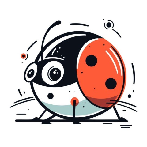 Cute ladybug isolated on white background. Vector illustration i