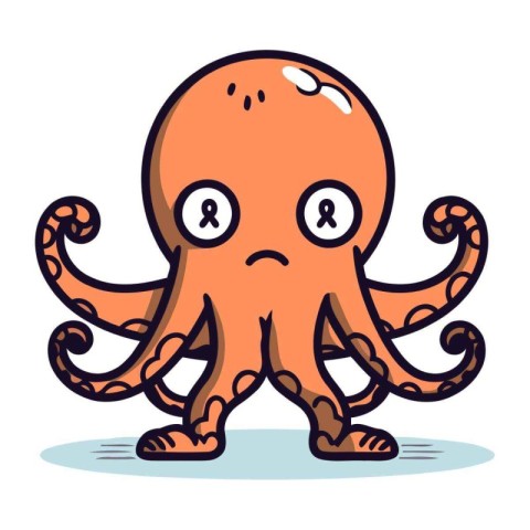 Octopus cartoon character. Vector illustration of a cute octopus