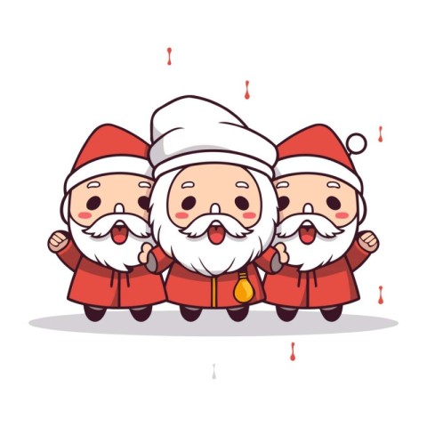 santa claus family characters merry christmas vector illustratio