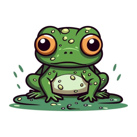 Cute cartoon frog isolated on a white background. Vector illustr