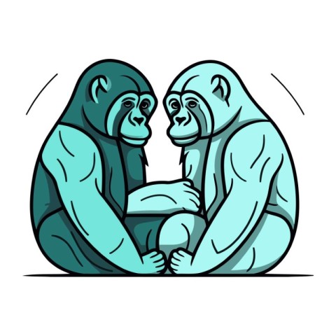 Monkey family. Vector illustration of a man and a woman.