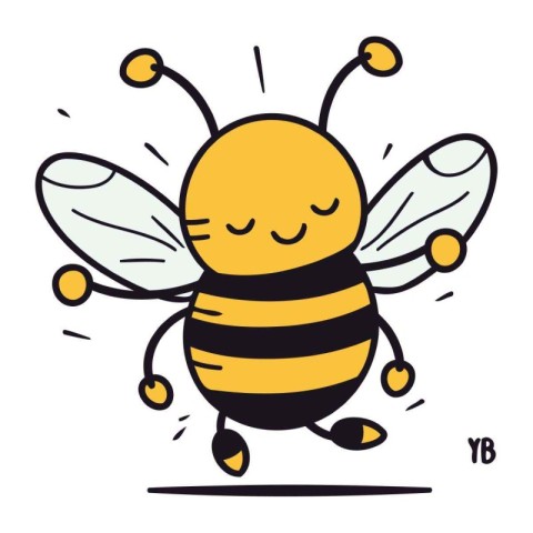 Cute cartoon bee. Vector illustration isolated on a white backgr