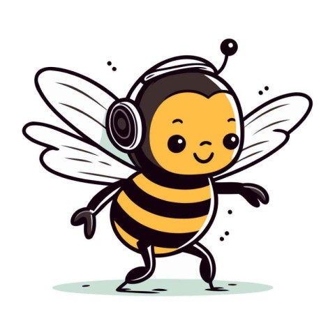 Bee cartoon vector illustration. Cute cartoon bee character with