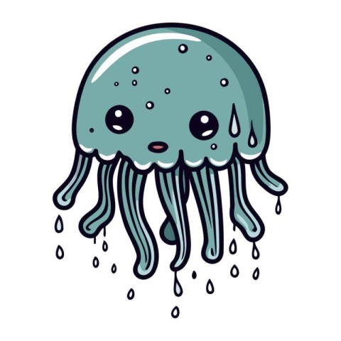 Cute cartoon jellyfish. Vector illustration of a cute jellyfish.