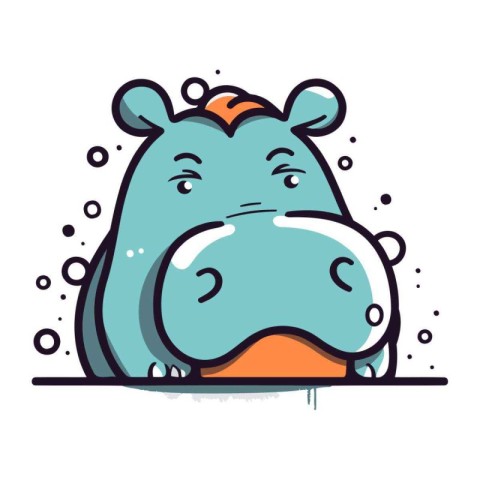 Cartoon hippopotamus. Vector illustration of a hippo.