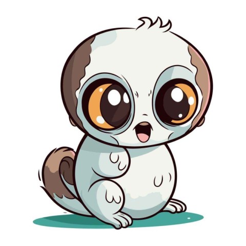 Cute little baby kawaii cartoon character. Vector illustration.