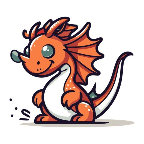 Cute cartoon dragon. Vector illustration isolated on a white bac