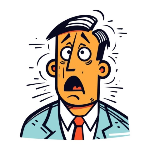 Angry man. Vector illustration in cartoon style. Isolated on whi