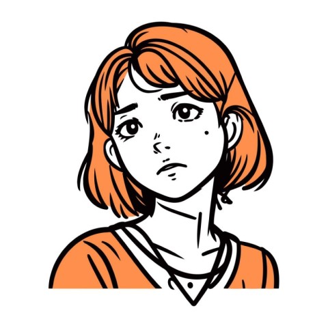 Cartoon illustration of woman looking sad and depressed looking