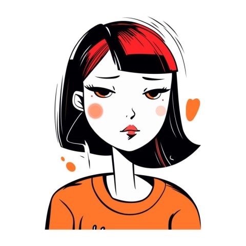 Vector illustration of a girl with red hair in a flat style.