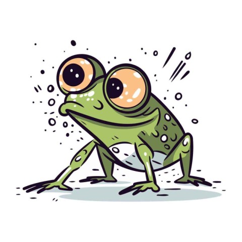 Frog. Funny cartoon character. Vector illustration on white back