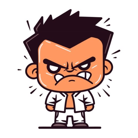 Angry Cartoon Man Vector Illustration. Cute Cartoon Man Characte