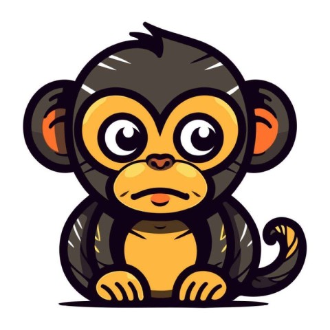 Cute cartoon monkey isolated on a white background. Vector illus