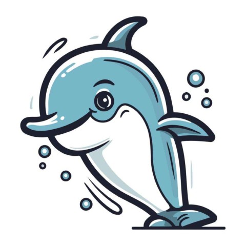 Cute Dolphin Cartoon Mascot Character. Vector Illustration.