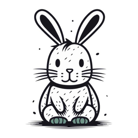 Cute cartoon bunny. Vector illustration. Isolated on white backg