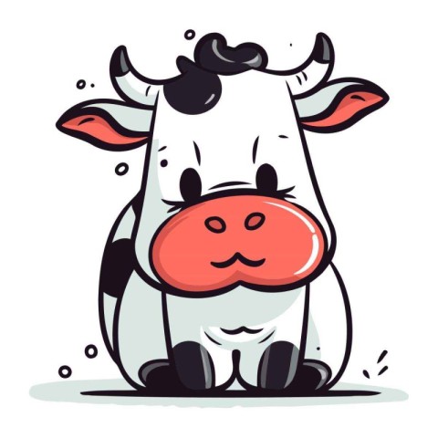 Cute cartoon cow isolated on a white background. Vector illustra