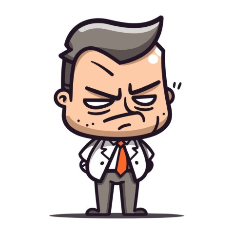 Angry boss cartoon character. Vector illustration isolated on wh