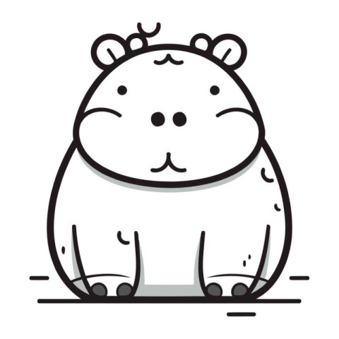 Cute cartoon hippopotamus on white background. Vector illustrati