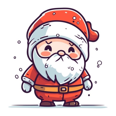 Cartoon Santa Claus. Merry Christmas and Happy New Year. Vector