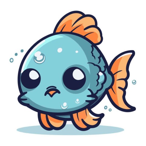 Cartoon fish character vector illustration. Cute cartoon fish ma