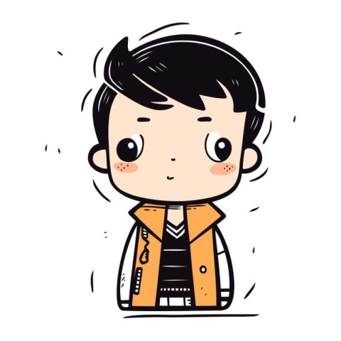 Vector illustration of a boy in coat. Cute cartoon character.