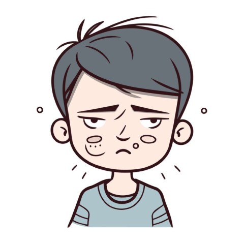 Illustration of a Boy Crying   Cute Cartoon Style Vector